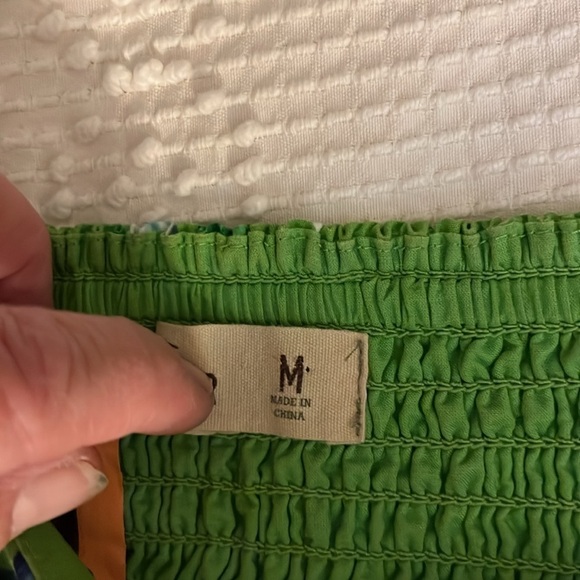 Hollister strapless Hawaiian lime green mini dress with blue flowers. Size Med - Picture 10 of 13